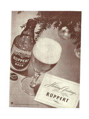 Print Ad Ruppert Knickerbocker Beer Holiday Greetings 1942 Vintage New York